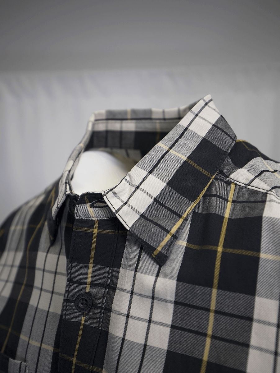 HD Branded Men's Navy Grey Yellow S/S Woven Shirt (S02)