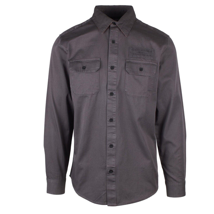 HD Branded Men's Steel Blue Stencil L/S Woven Shirt (S46)