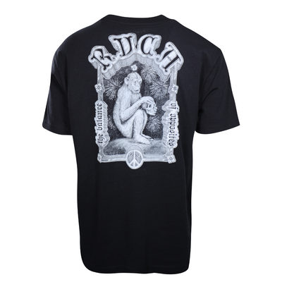 RVCA Men's Black The Monkey Relaxed Fit S/S T-Shirt (S13)