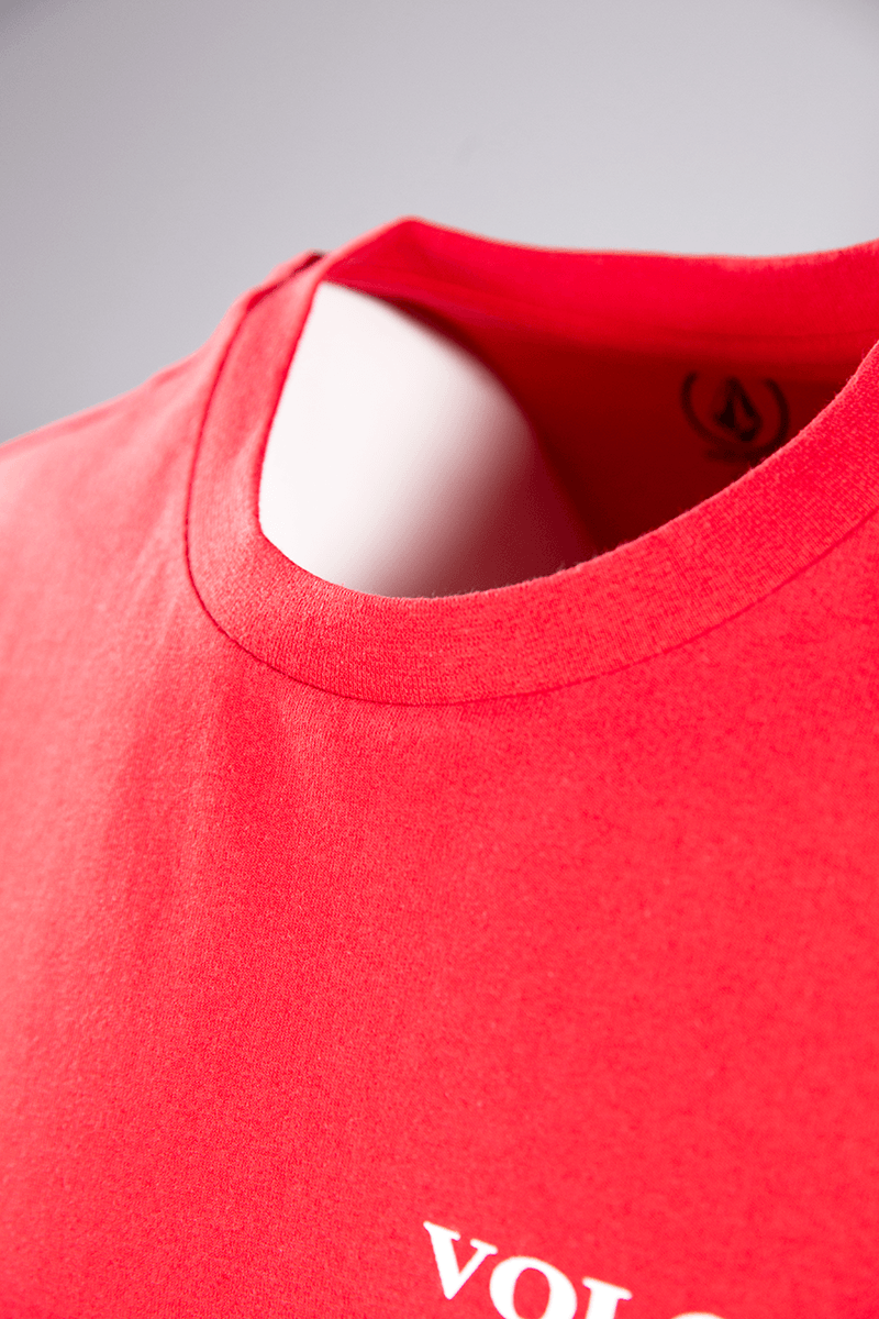 Volcom Men's Red Serif Stone Loose Fit S/S T-Shirt (S04)