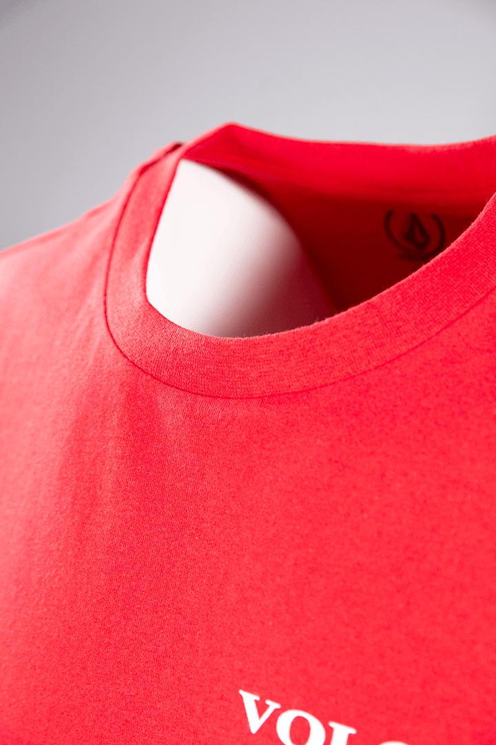 Volcom Men's Red Serif Stone Loose Fit S/S T-Shirt (S04)
