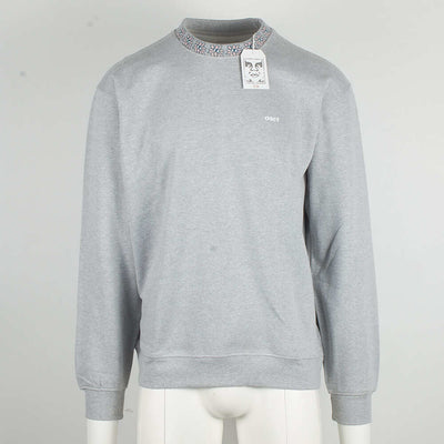 Obey Men's Heather Grey Floral Collar Crew Neck L/S Sweater (S02A)