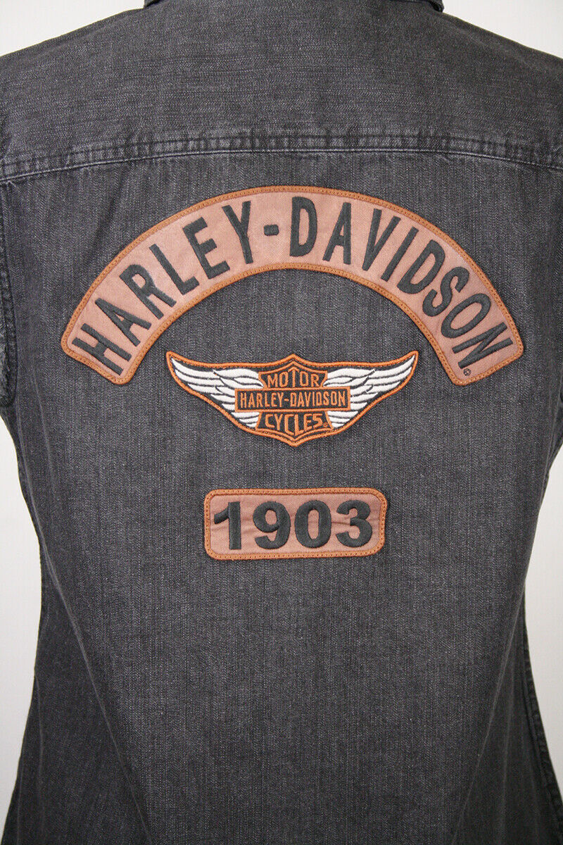 Harley-Davidson Women's Charcoal Vest w/ Back Logo Sleeveless Vest
