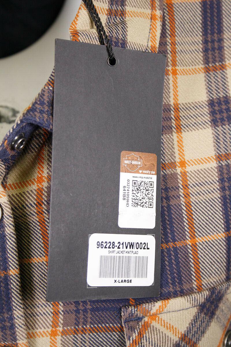 HD Branded Women's Navy Orange Tan Plaid L/S Woven Shirt Jacket