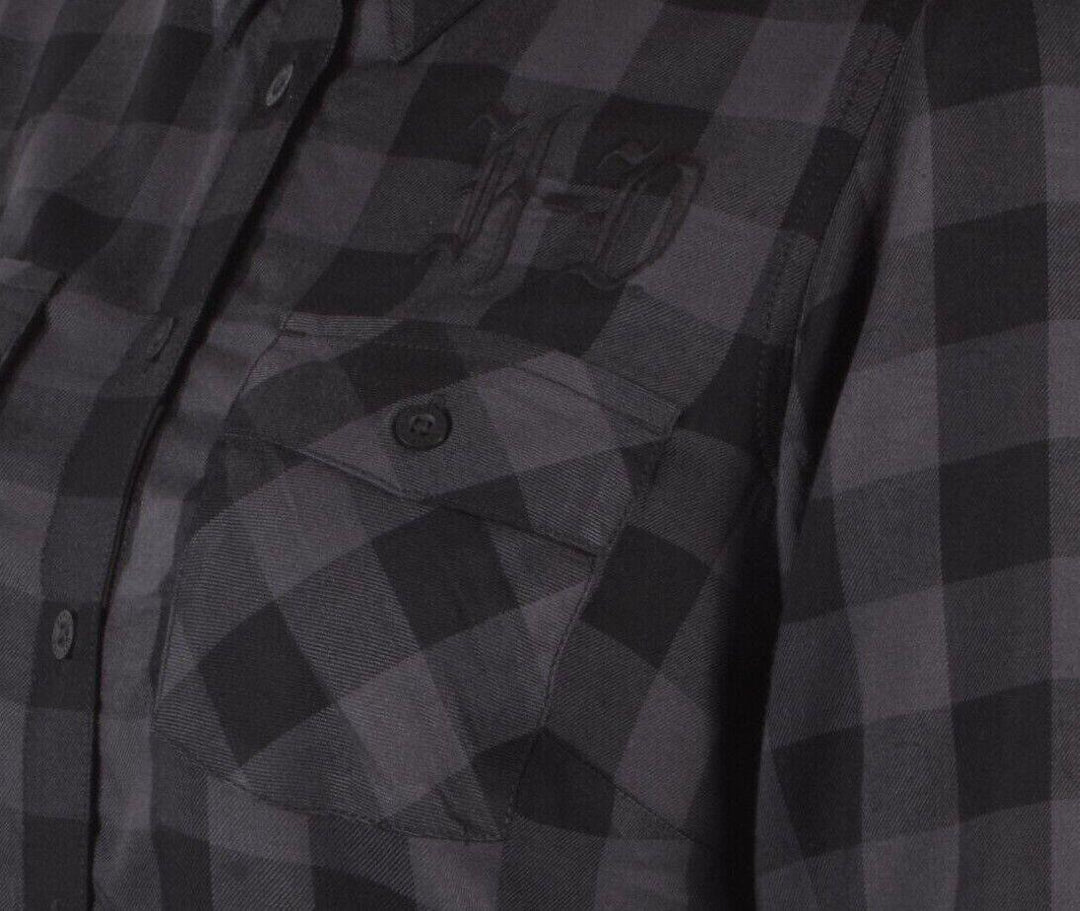 HD Branded Women's Black Plaid H-D Classic L/S Woven Shirt (S06)