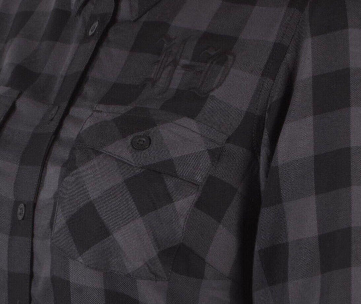 HD Branded Women's Black Plaid H-D Classic L/S Woven Shirt (S06)