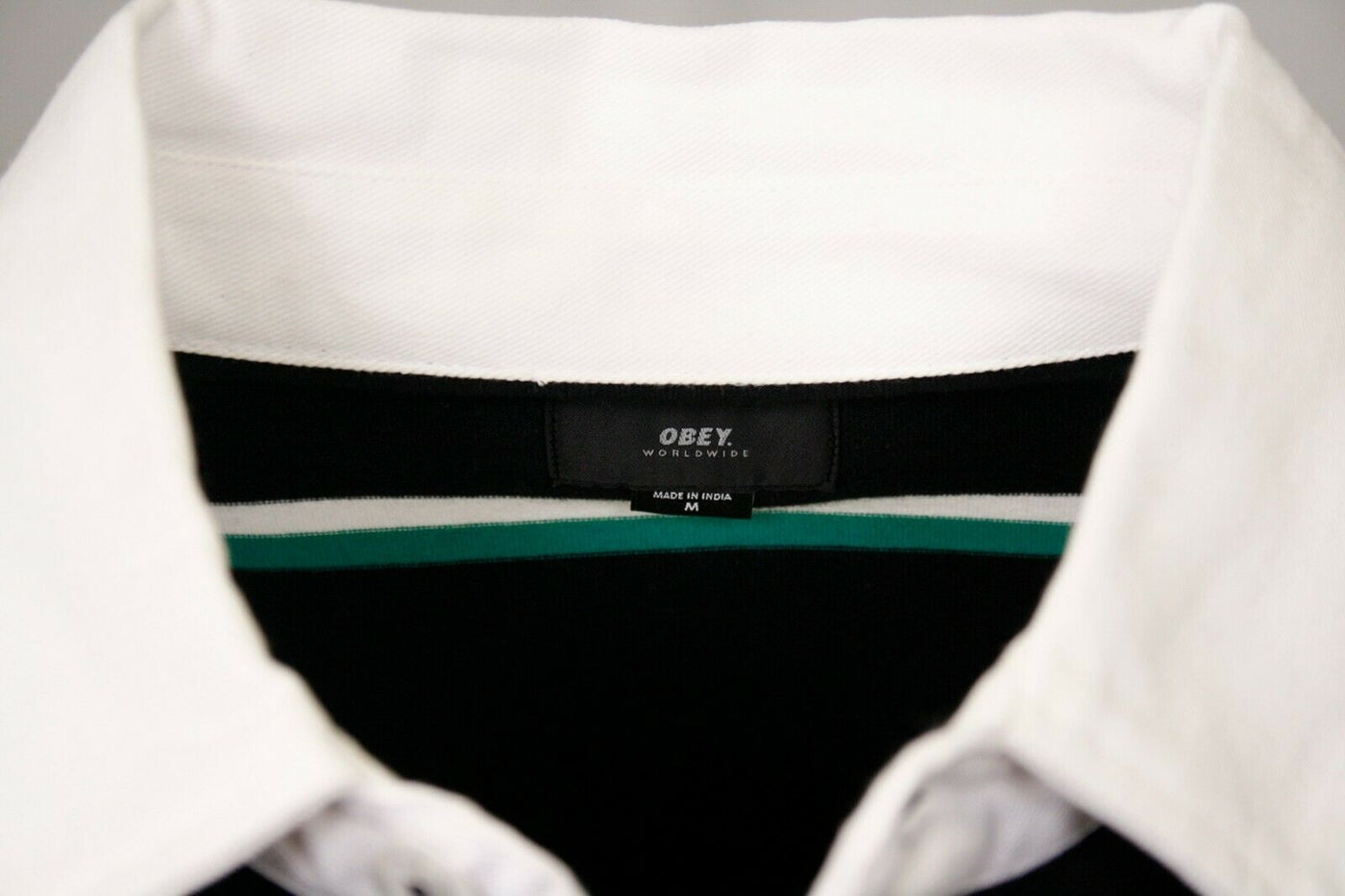 OBEY Men's Horizontal Stripe Button L/S Polo Shirt (S04)