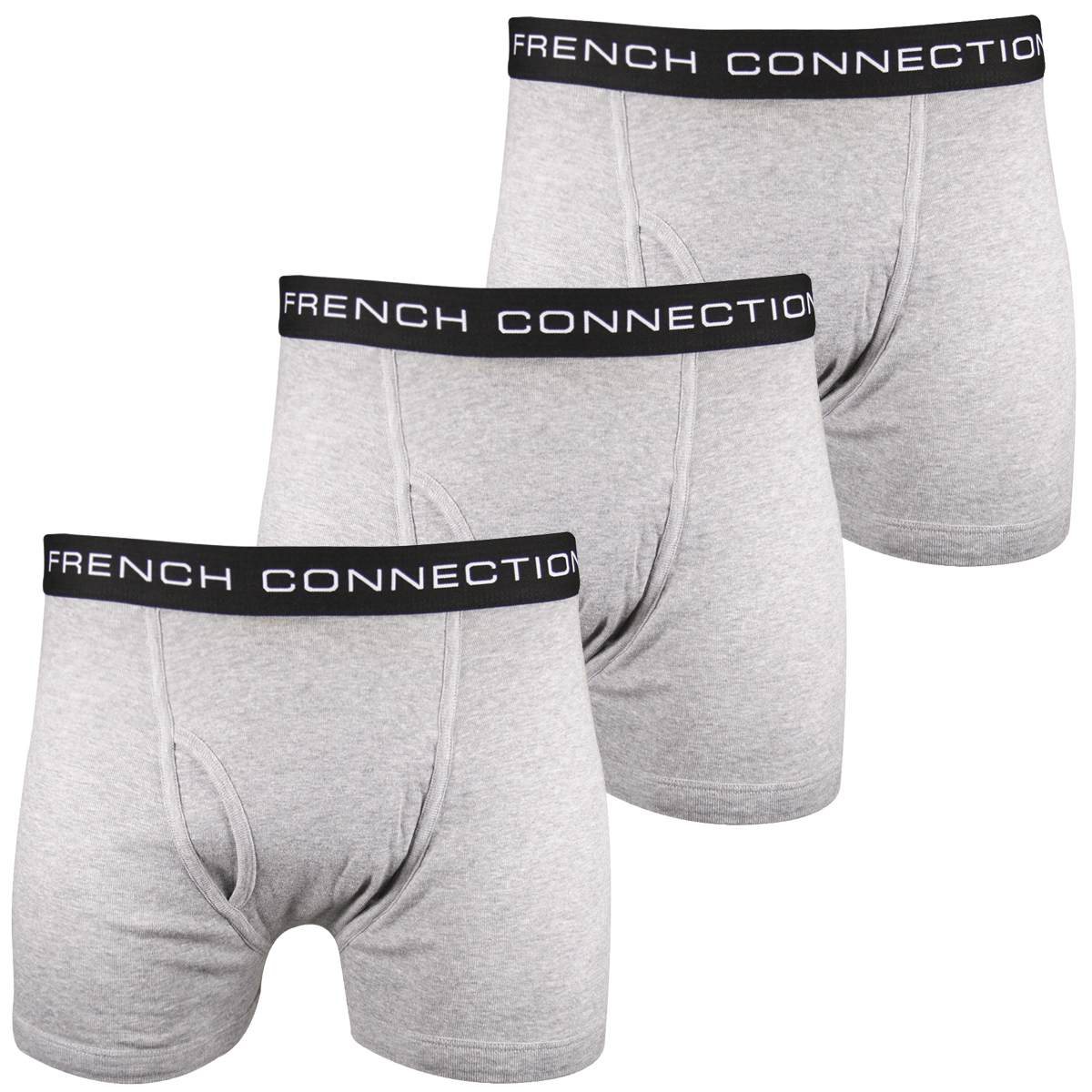 French Connection Men's 3 Pack Grey w/ Black Strap Boxer Briefs (S13)