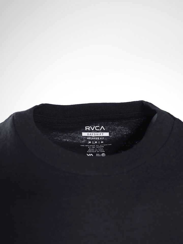 RVCA Men's Black The Monkey Relaxed Fit S/S T-Shirt (S13)