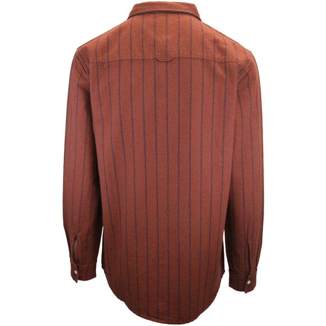 Quiksilver Men's Maroon Navy Striped L/S Flannel Shirt (S12)