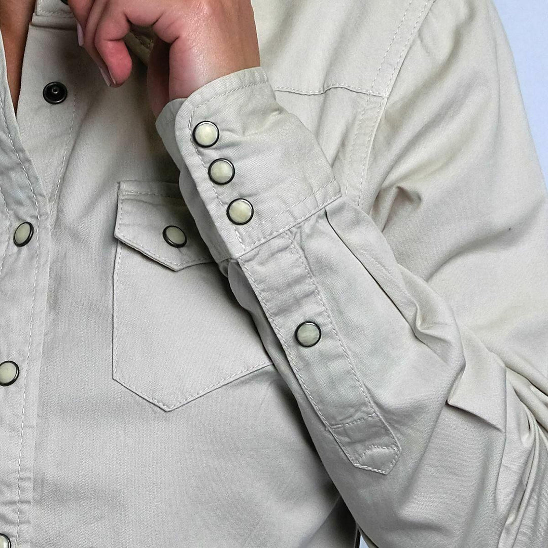 HD Branded Women's Beige 1903 L/S Woven Shirt (S17)