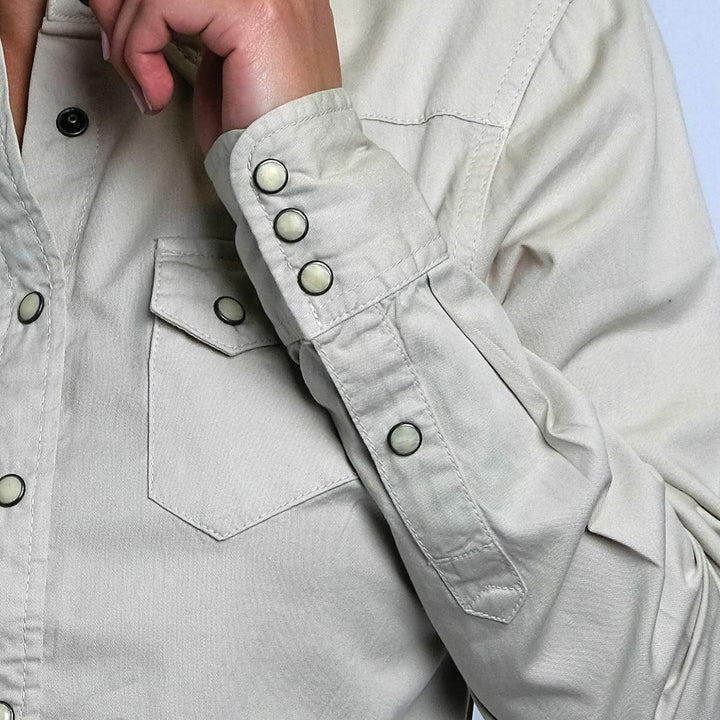 HD Branded Women's Beige 1903 L/S Woven Shirt (S17)