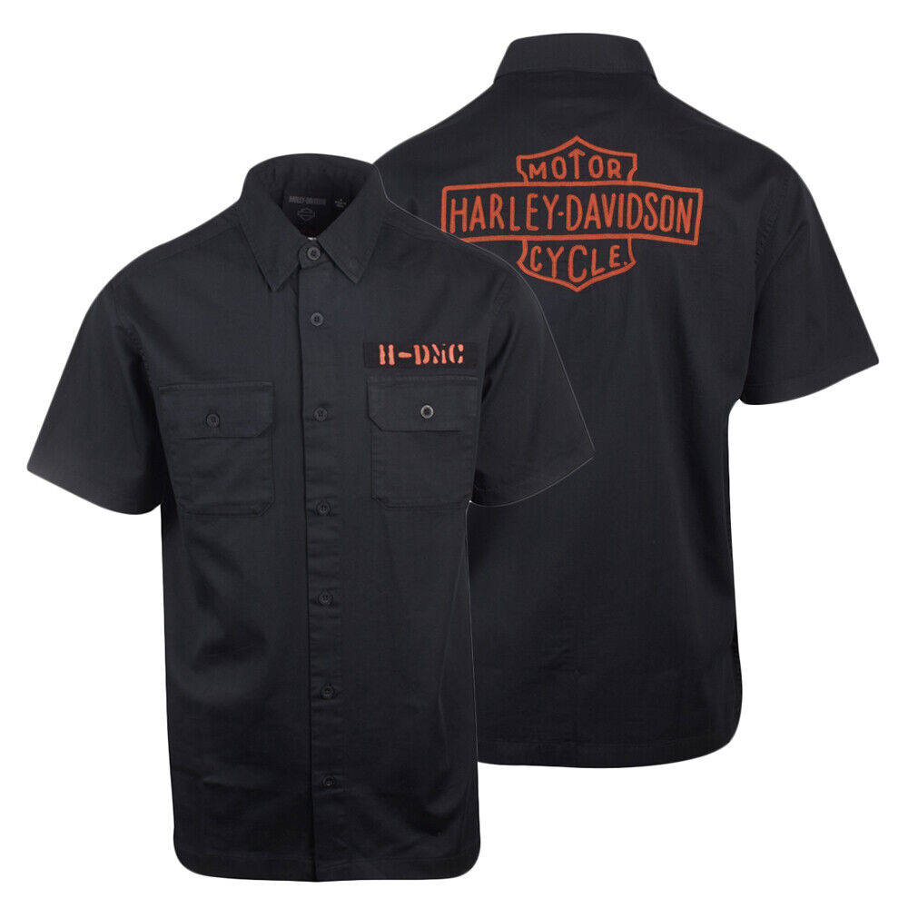 Harley-Davidson Men's Black Hold Out H-DMC Patch S/S Woven Shirt (S41A)
