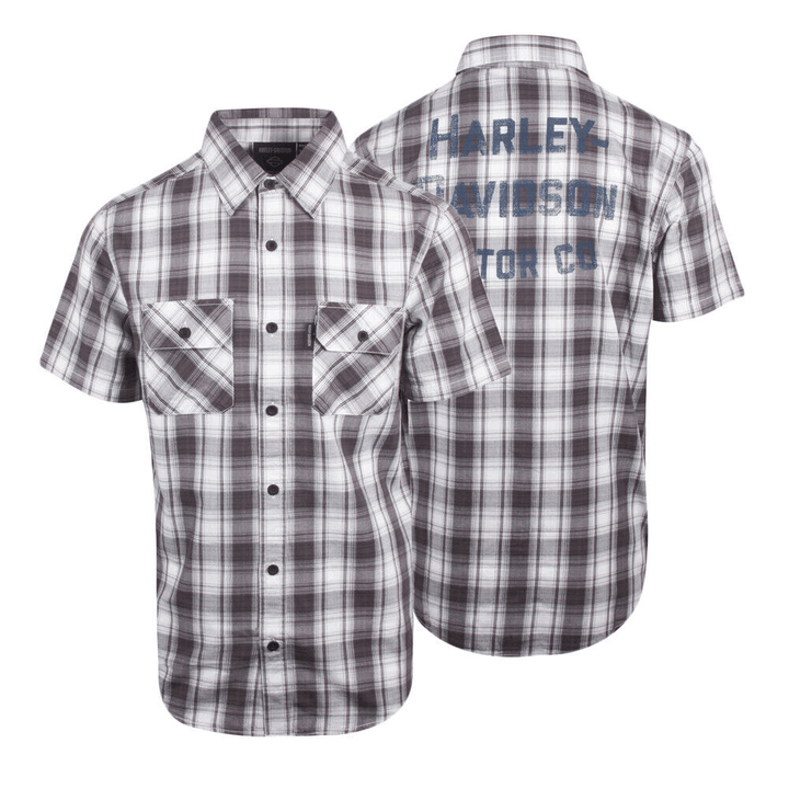 HD Branded Men's Purple White Plaid Amplifier S/S Woven Shirt (S34)