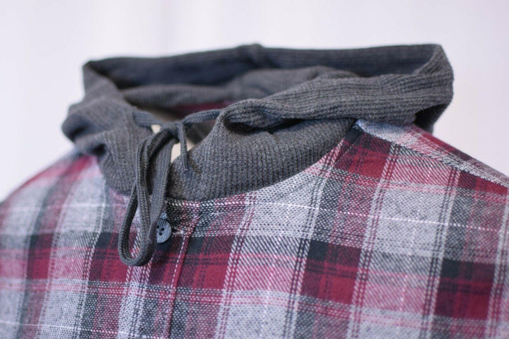 シャツ HUECLOSET hooded tartan check shirt SE247 CHECKED COTTON SHIRT - BURGUNDY / BLUE / CHECKERED | COS