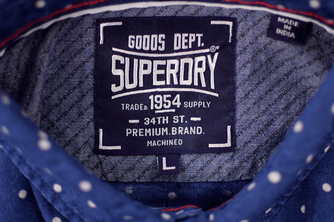 Superdry Men's Indigo Riveter Polka Dot S/S Woven