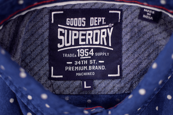 Superdry Men's Indigo Riveter Polka Dot S/S Woven