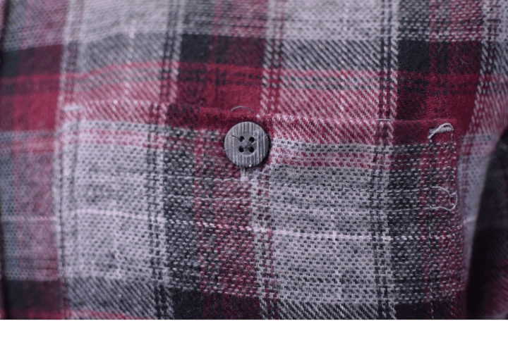 Cherokee Men's Tottus Camisa Maroon & Gray Plaid Hooded L/S Flannel Shirt