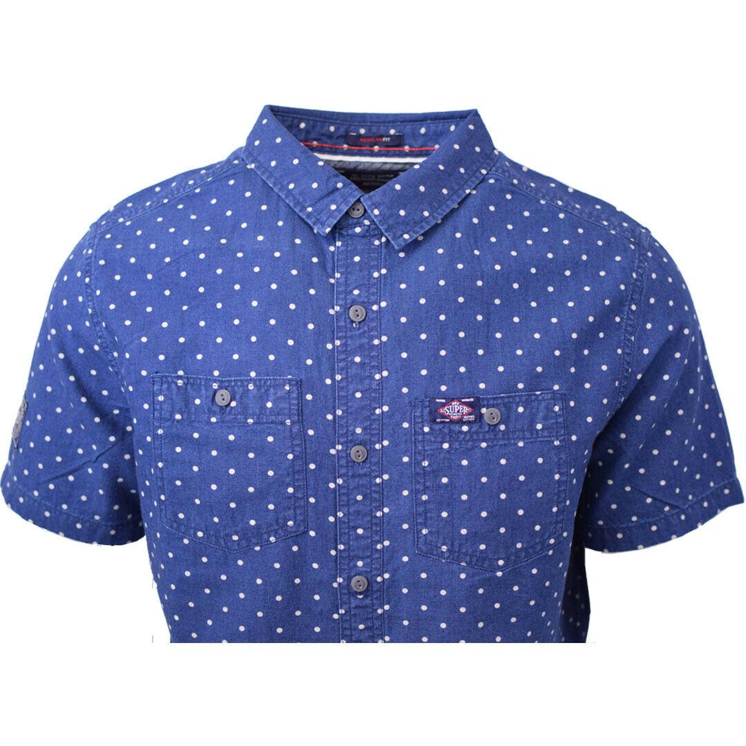 Superdry Men's Indigo Riveter Polka Dot S/S Woven