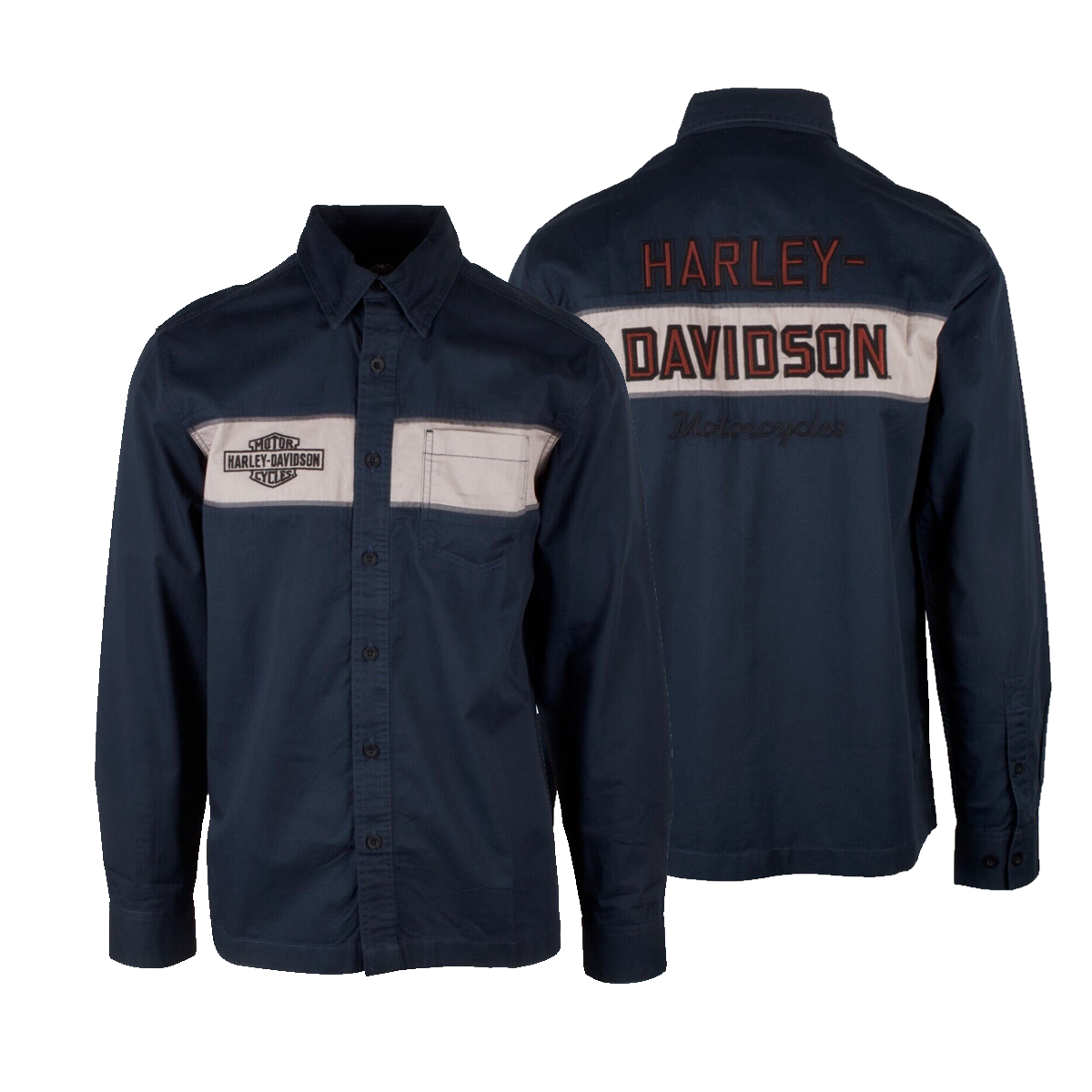 Harley-Davidson Men's Arched Graphic Colorblock Mechanics L/S Woven Shirt (S45)