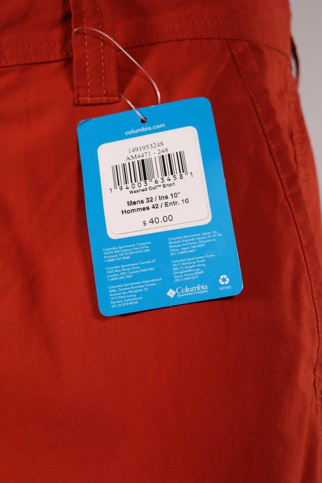 Columbia Men's Carnelian Red Inseam 10" Washed Out Chino Short  248