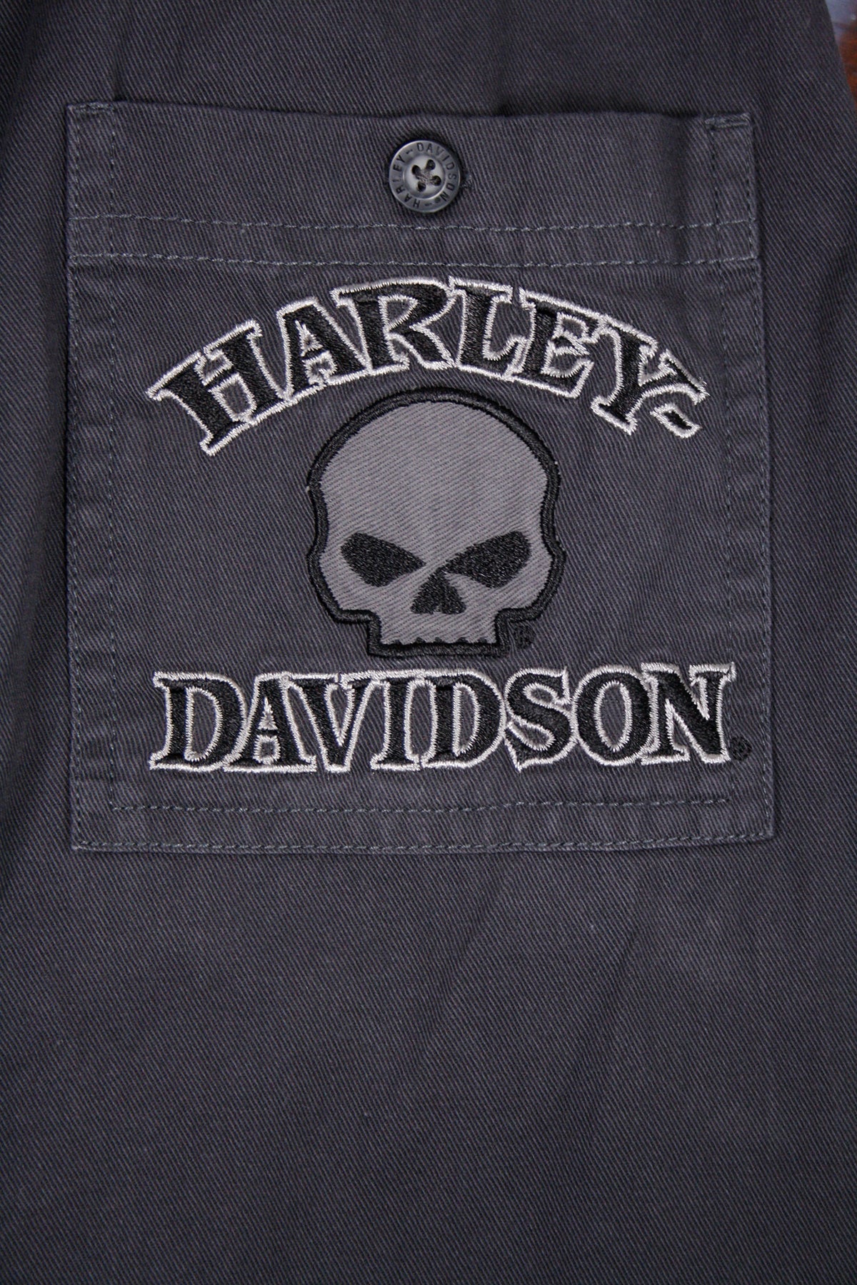 Harley-Davidson Men's 115 Grey Skull L/S Woven (No Main Label)